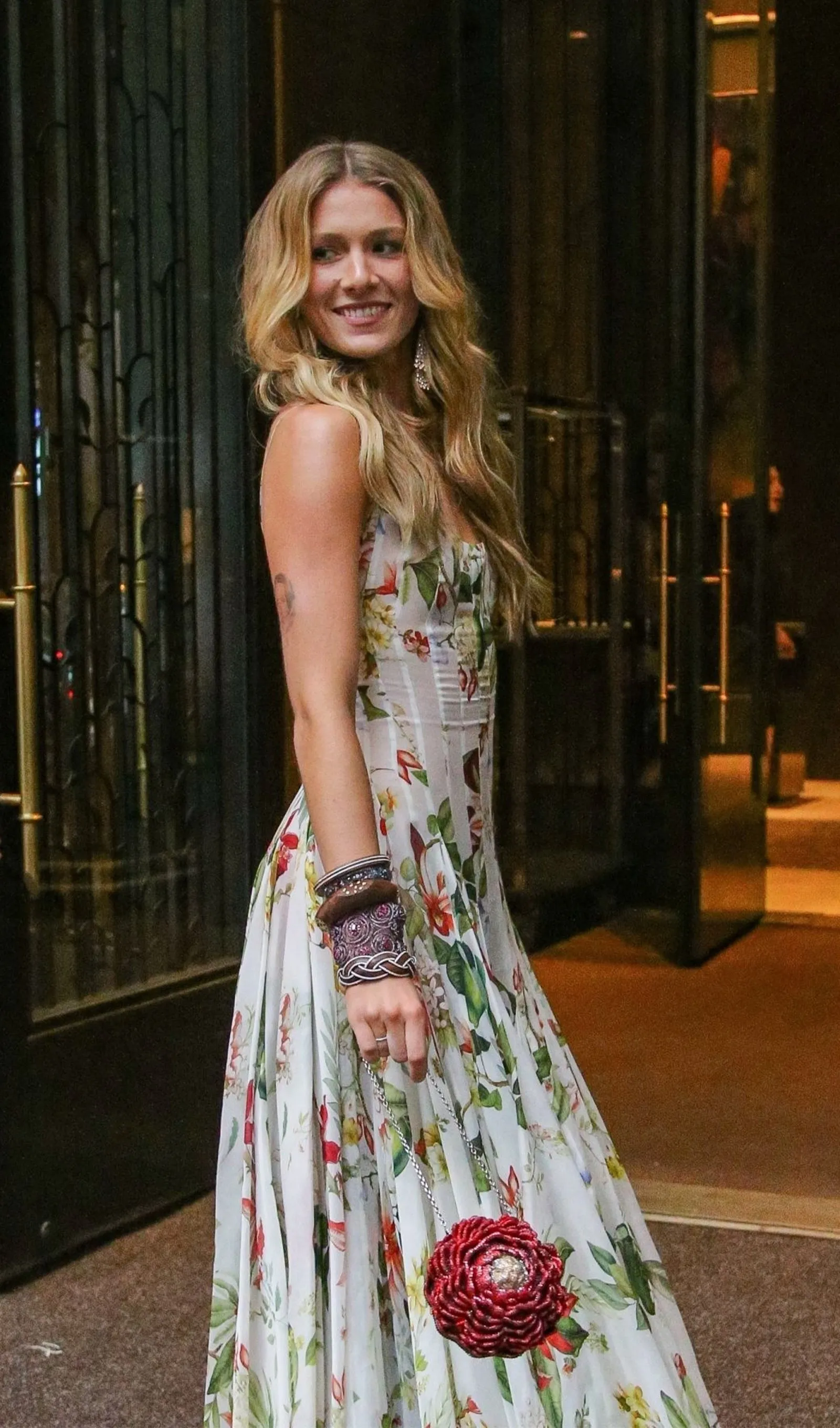 Floral Ruched Floral And Fauna Maxi Dress