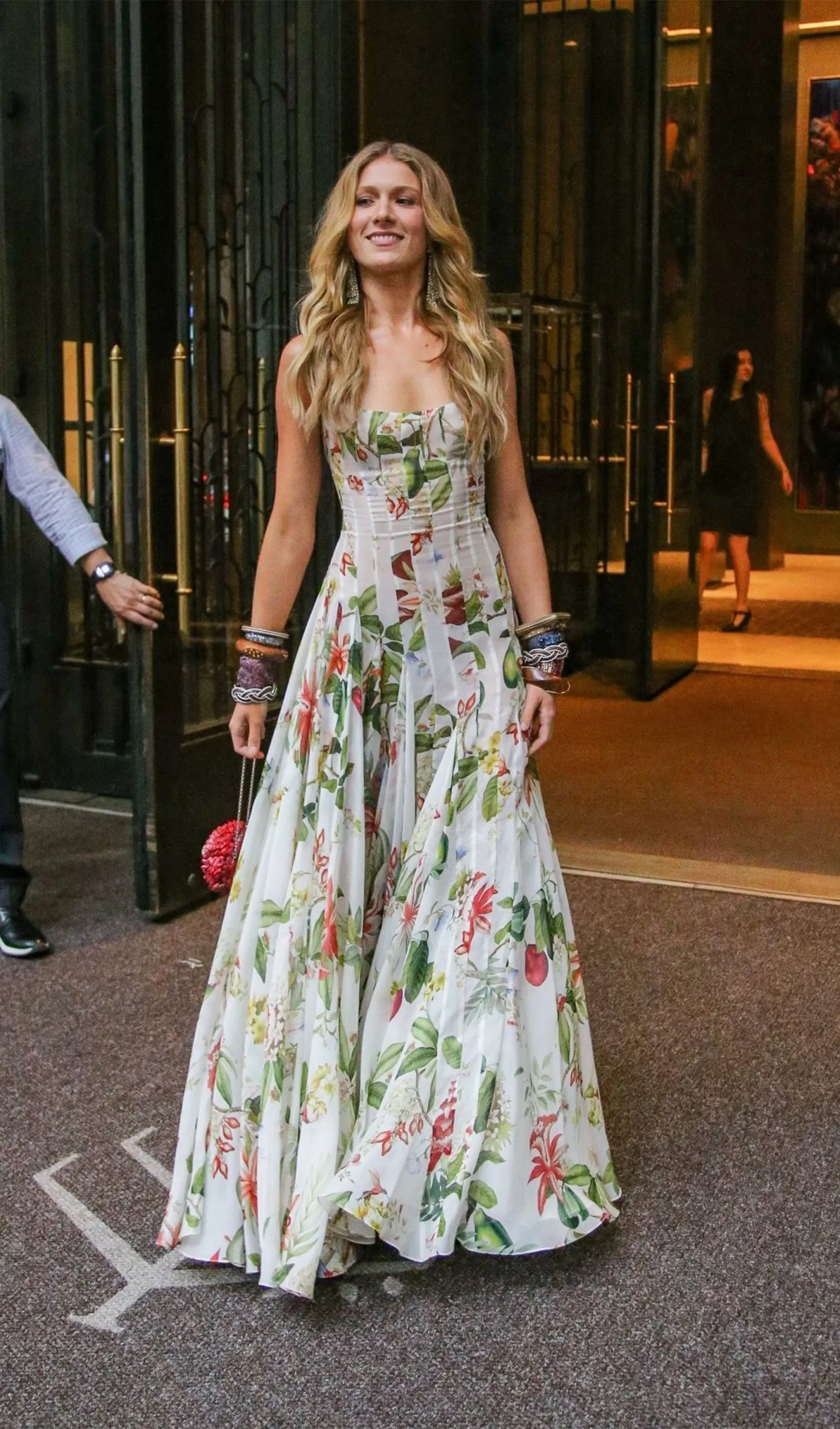 Floral Ruched Floral And Fauna Maxi Dress