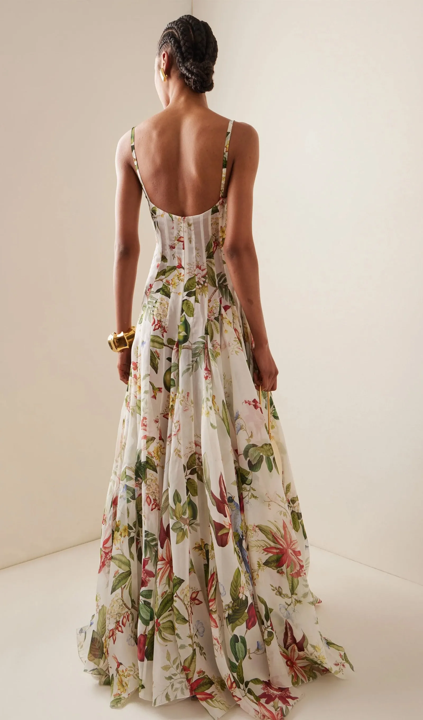 Floral Ruched Floral And Fauna Maxi Dress