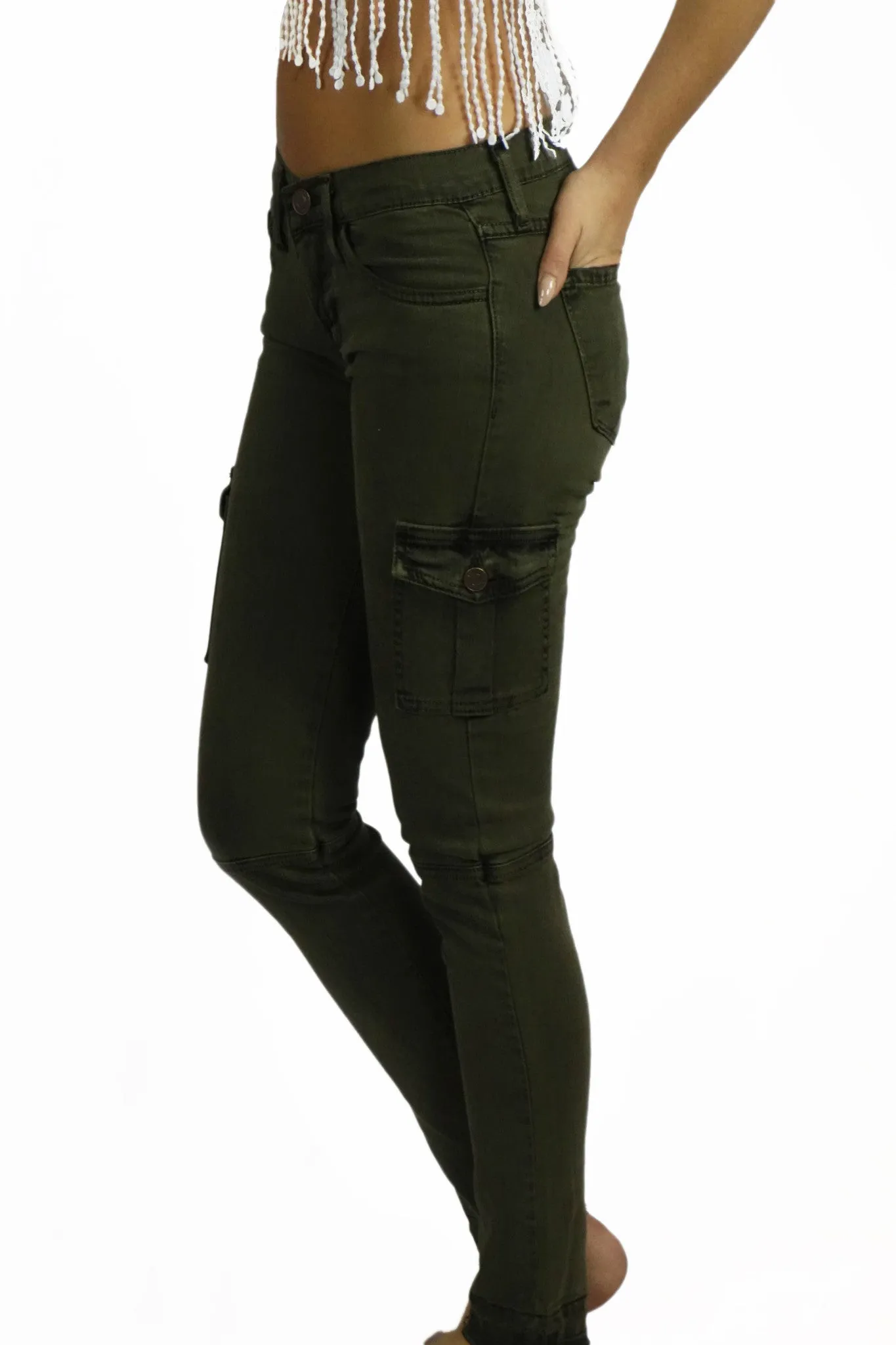 Flying Monkey Olive Cargo Denim Pants