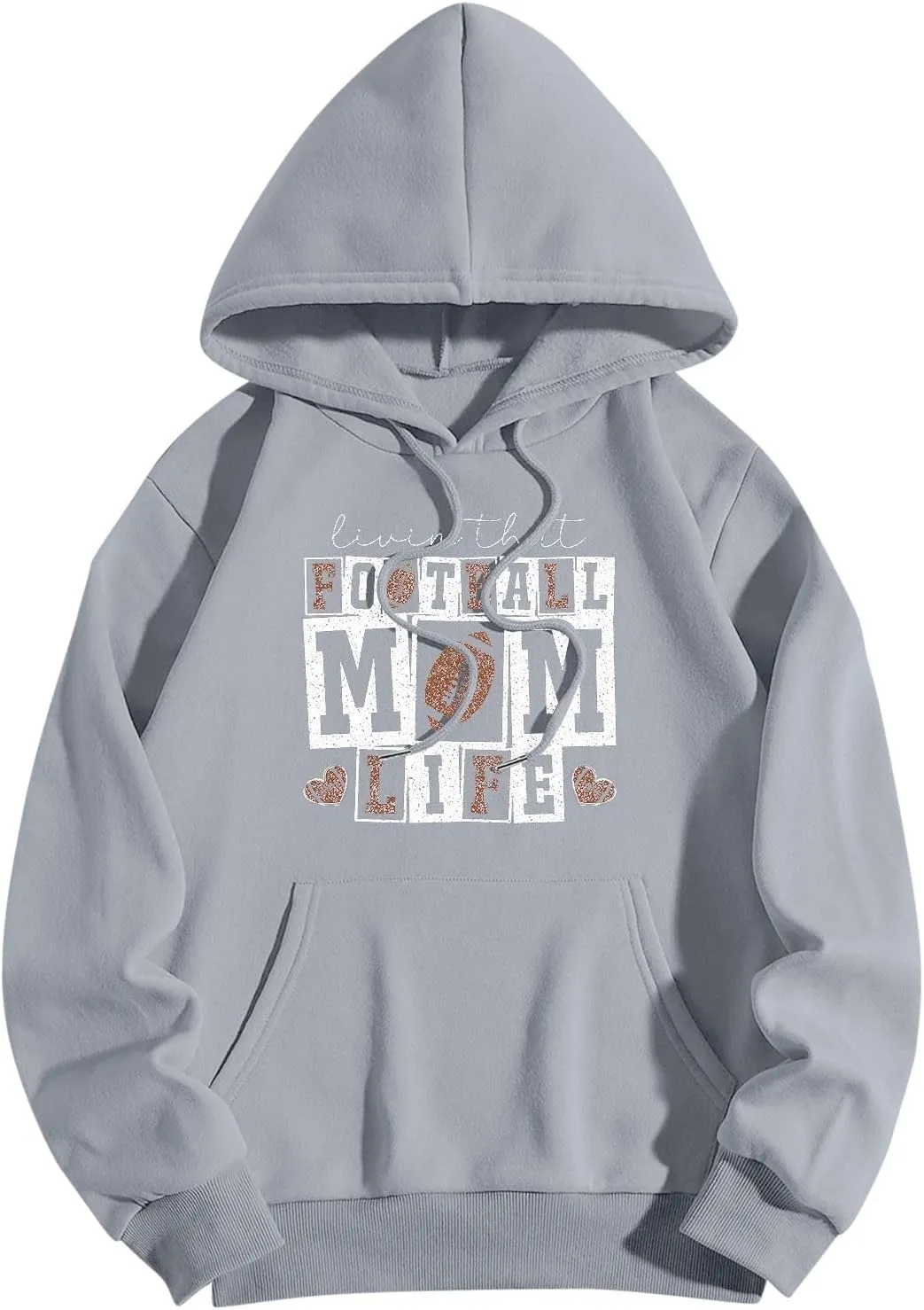Football Mom Sweatshirt for Women Oversized Graphic Hoodies with Pockets Long Sleeve Drawstring Hooded Pullover