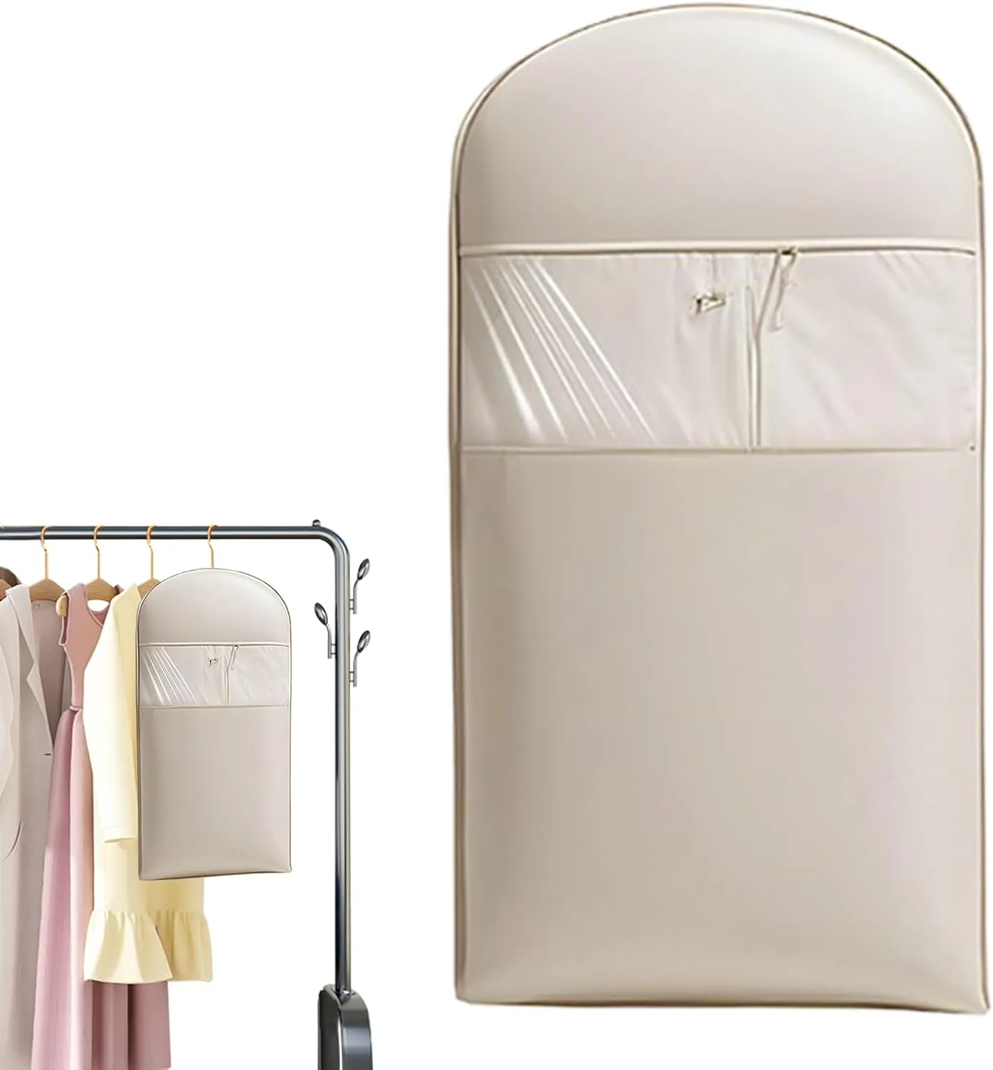 Garment Bags for Hanging Clothes, Space Saving Hanging Garment Bag with Compression Zipper, Dust Cover Clothes Bags for Down Coat, Closet Organizers
