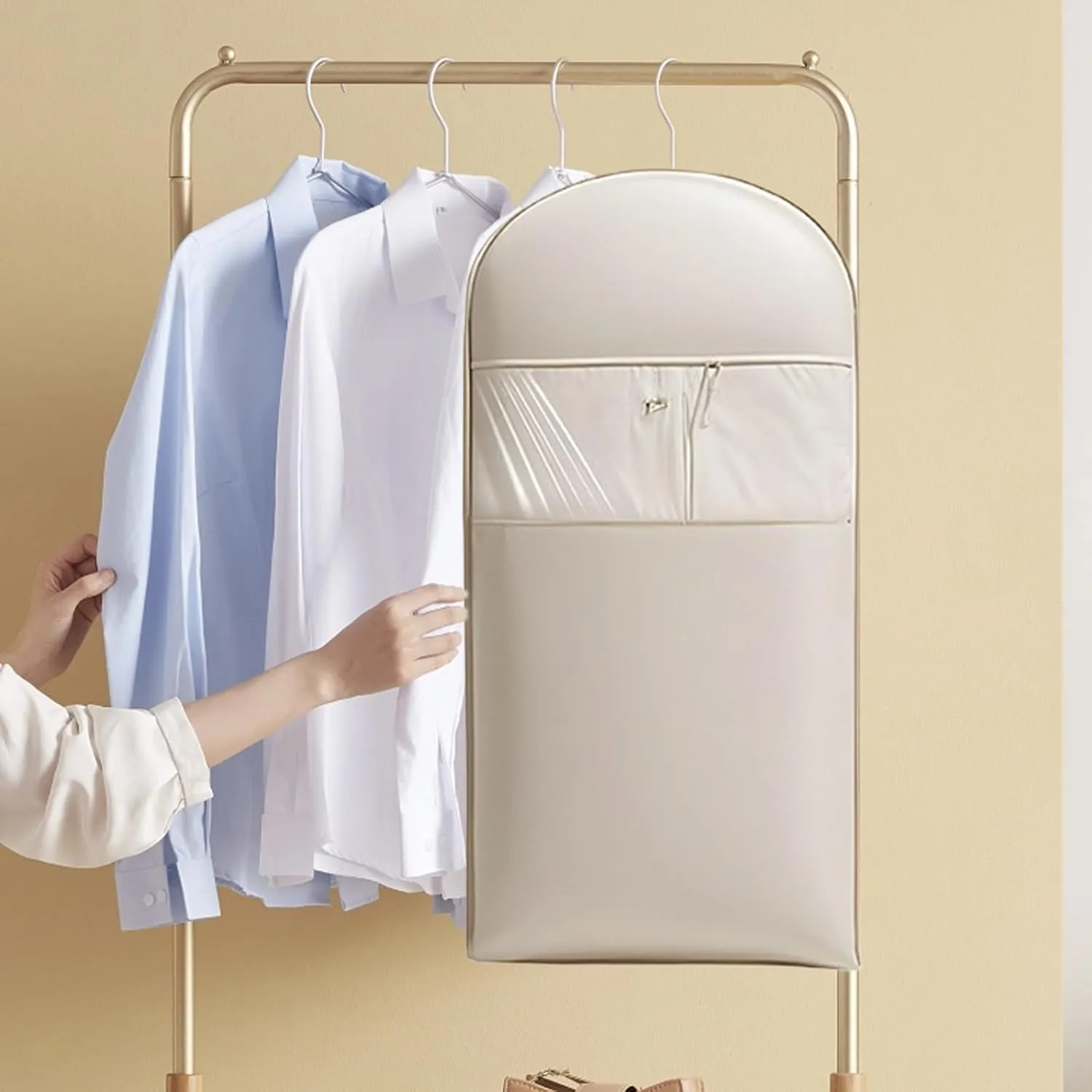 Garment Bags for Hanging Clothes, Space Saving Hanging Garment Bag with Compression Zipper, Dust Cover Clothes Bags for Down Coat, Closet Organizers