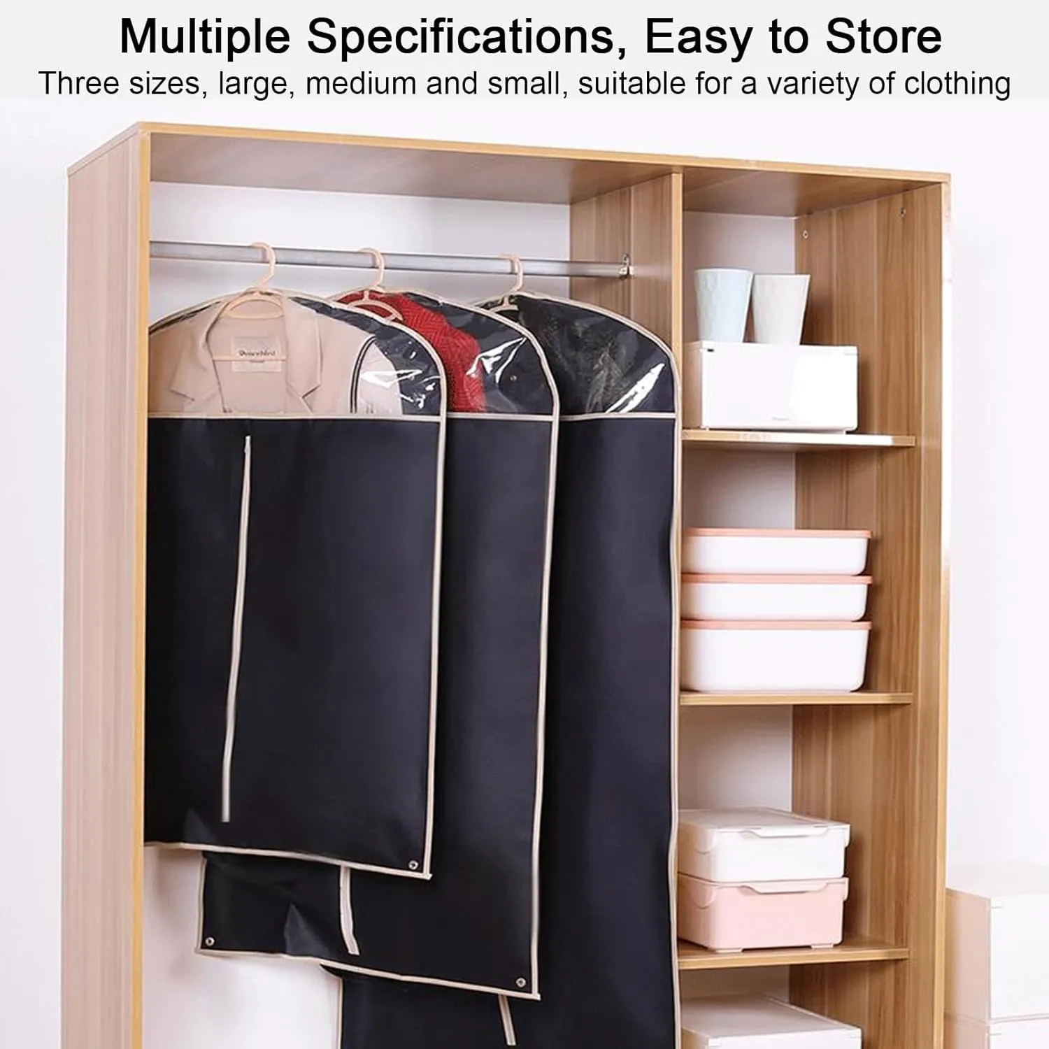 Garment Bags, Travel Garments Bag, Non-woven Material with Transparent Window, Travel-friendly can Hold Coats, Jackets, Shirts(Gray,60x110cm x43in)