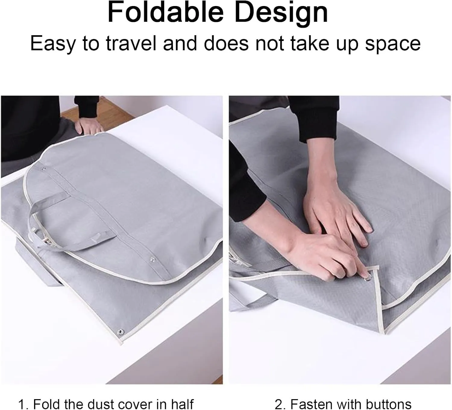 Garment Bags, Travel Garments Bag, Non-woven Material with Transparent Window, Travel-friendly can Hold Coats, Jackets, Shirts(Gray,60x110cm x43in)