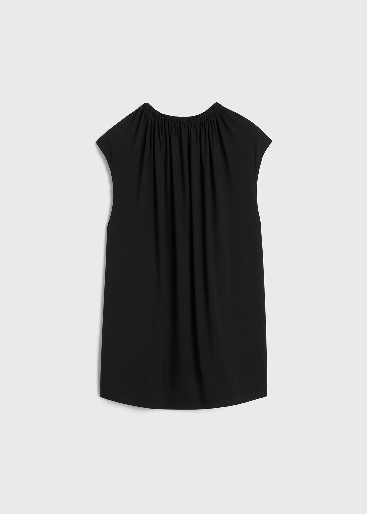 Gathered-neck jersey top black