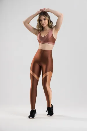 Geo Leggings - Metalic Brown