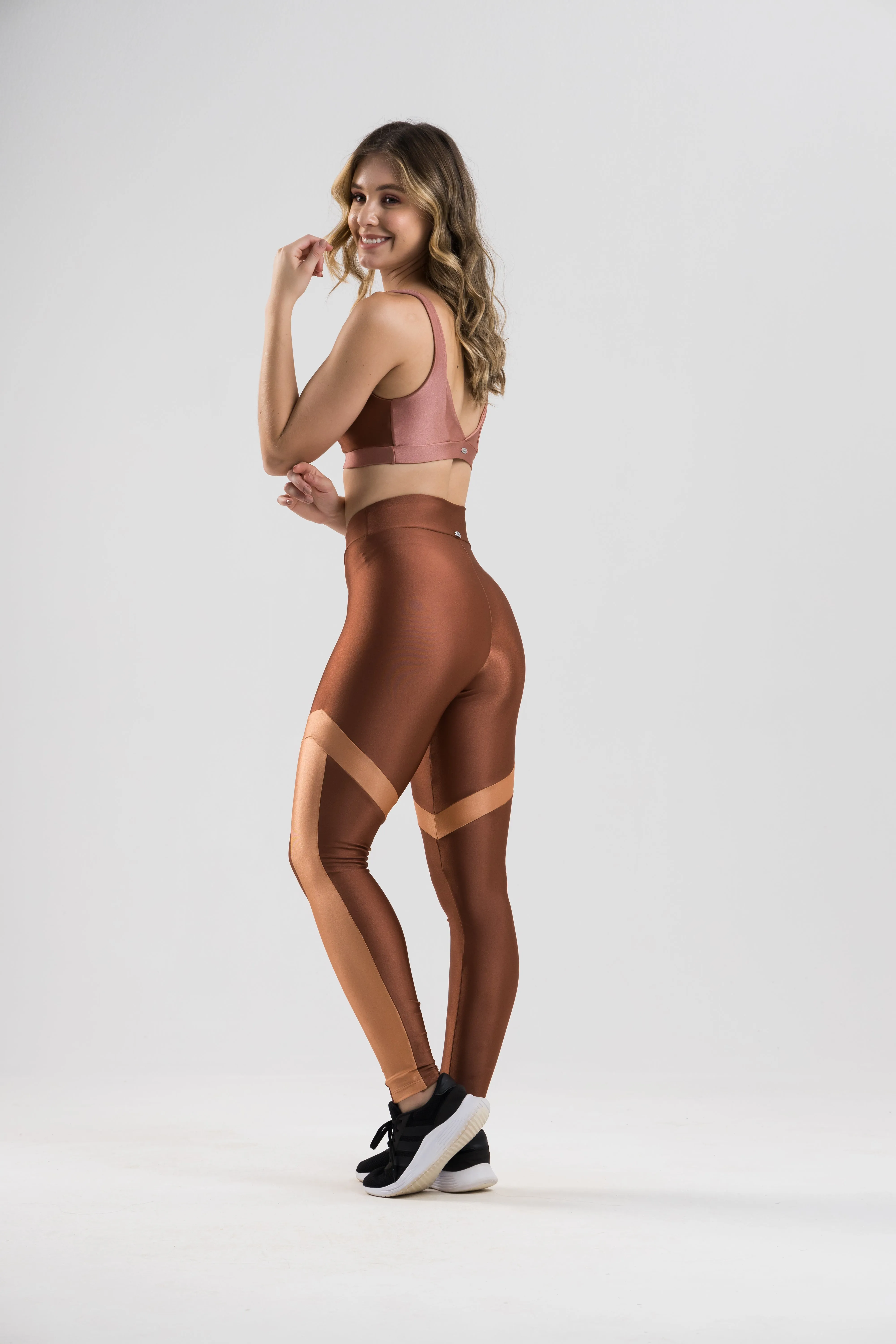Geo Leggings - Metalic Brown