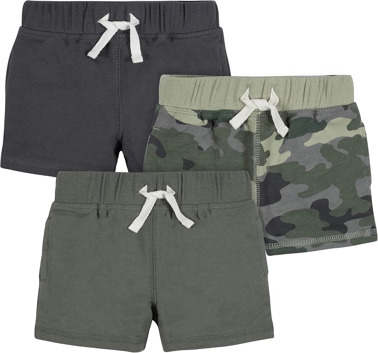Gerber Baby Boys' Toddler 3-Pack Pull-On Knit Shorts