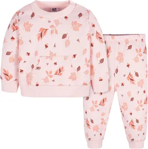 Gerber Baby Girls' Toddler 2-piece Fleece Sweatshirt and Jogger Set