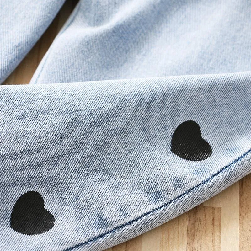 Girls' Denim Overalls Love Jumpsuit