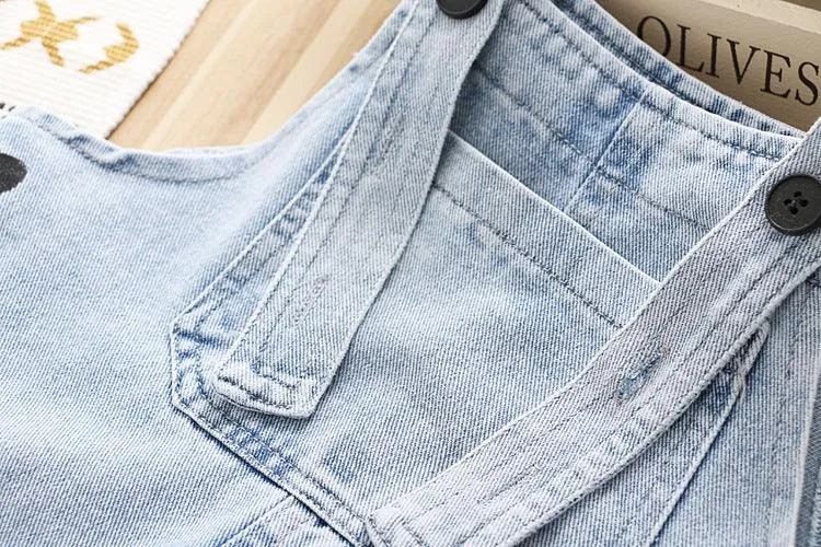 Girls' Denim Overalls Love Jumpsuit