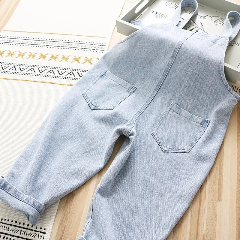Girls' Denim Overalls Love Jumpsuit