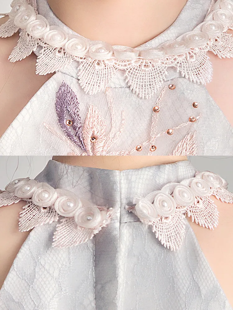 Girls' Piano Performance Costume Flower Kid's Evening Gown Princess Dress