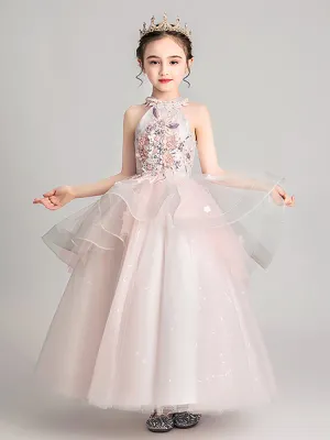 Girls' Piano Performance Costume Flower Kid's Evening Gown Princess Dress