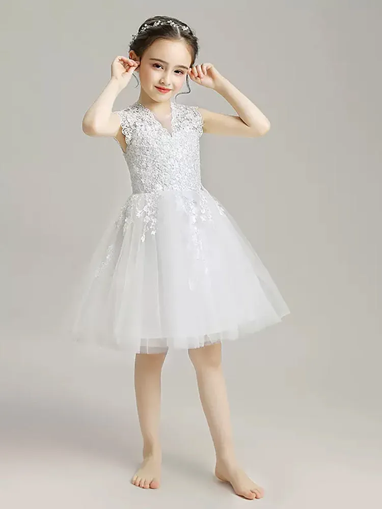 Girls' Piano Performance Costume Flower Kid's Puffy Gown Princess Dress