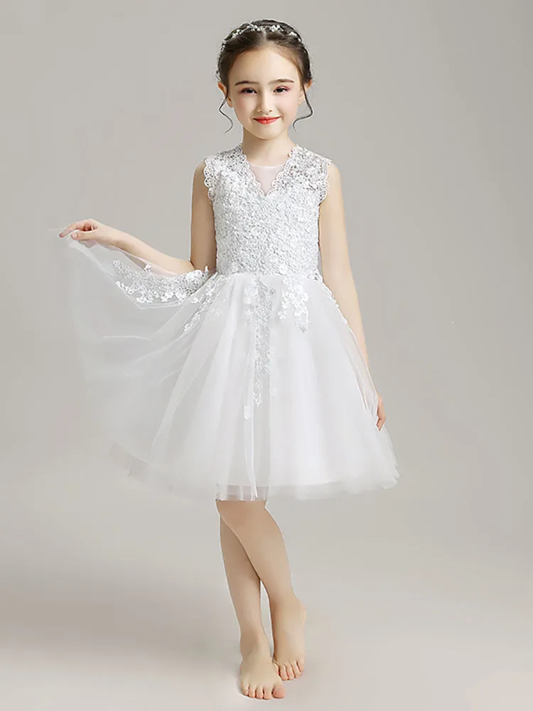 Girls' Piano Performance Costume Flower Kid's Puffy Gown Princess Dress