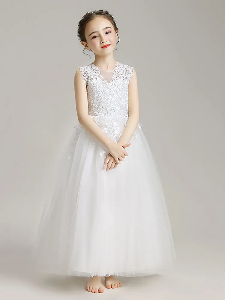 Girls' Piano Performance Costume Flower Kid's Puffy Gown Princess Dress