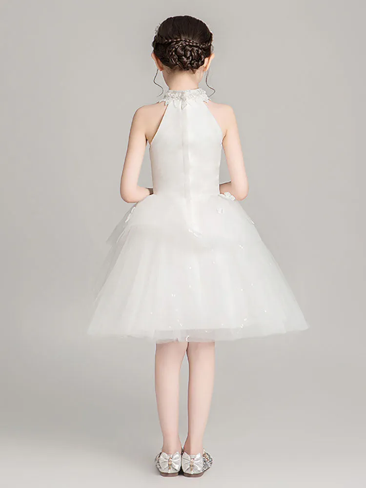 Girls' Puffy Evening Gown Piano Performance Costume Princess Dress