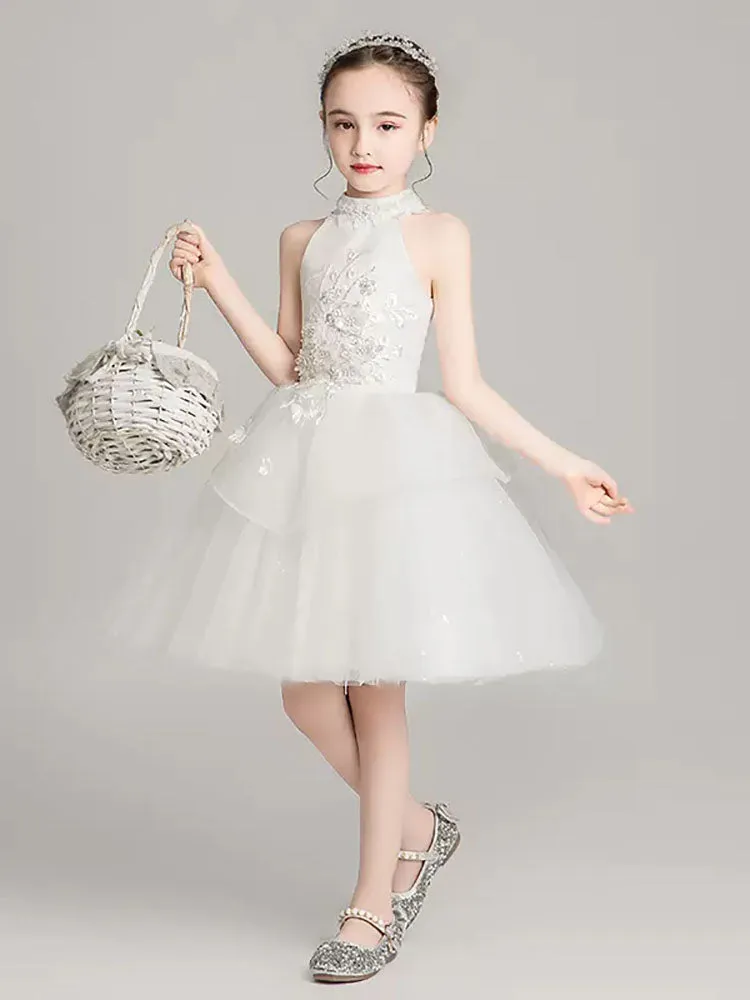 Girls' Puffy Evening Gown Piano Performance Costume Princess Dress