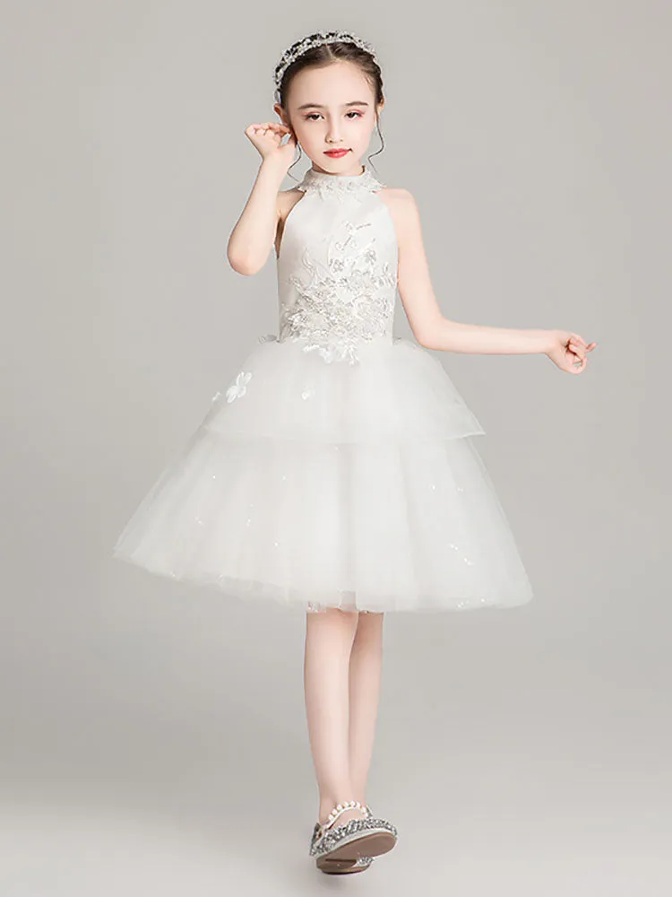 Girls' Puffy Evening Gown Piano Performance Costume Princess Dress