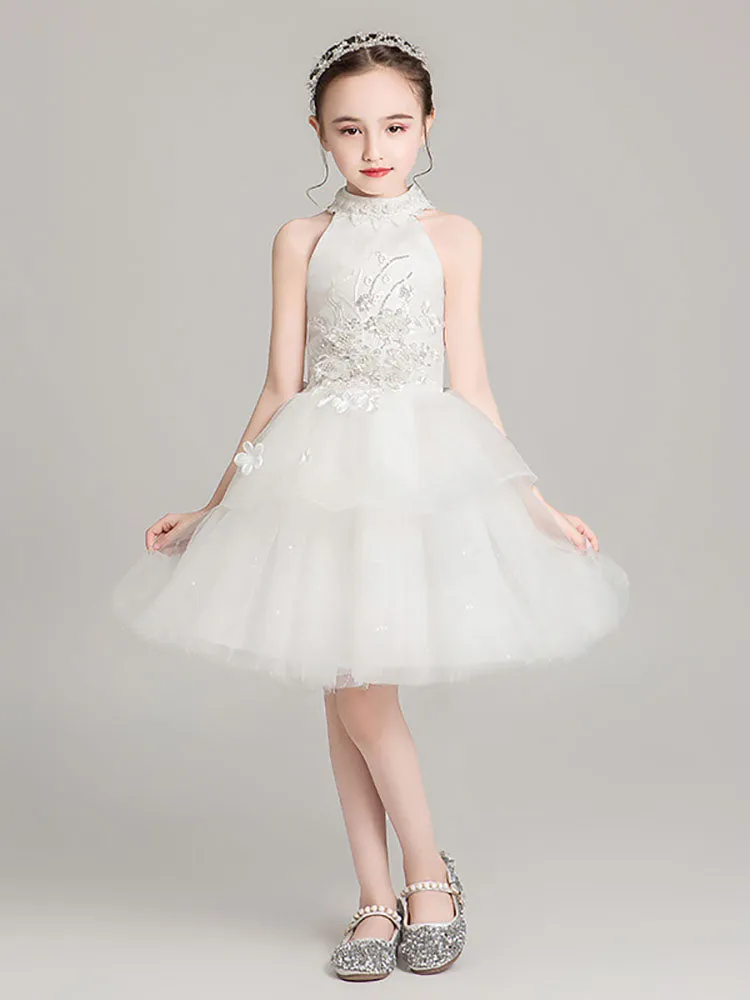 Girls' Puffy Evening Gown Piano Performance Costume Princess Dress