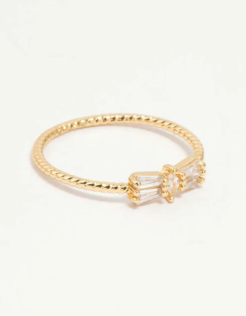 Gold Plated Bow & Mini Heart Stacking Rings 3-Pack