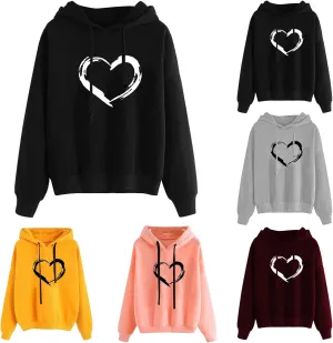 Graphic Hoodies for Womens Love Print Sweatshirt Oversized Casual Long Sleeve Fashion Loose Soft Fall Pullover Tops