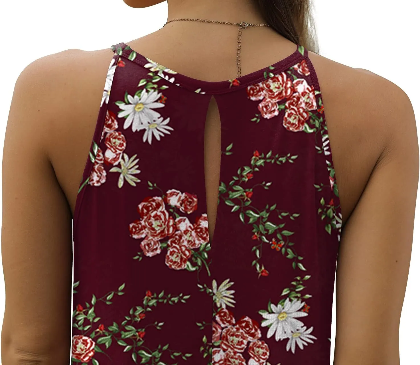 GRECERELLE Women's Summer Casual Loose Sundress Halter/U-Neck Sleeveless Side Slit Long Maxi Dress