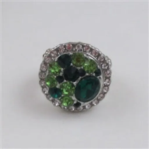 Green Multi Crystals & Rhinestone Fashion Adjustable Ring