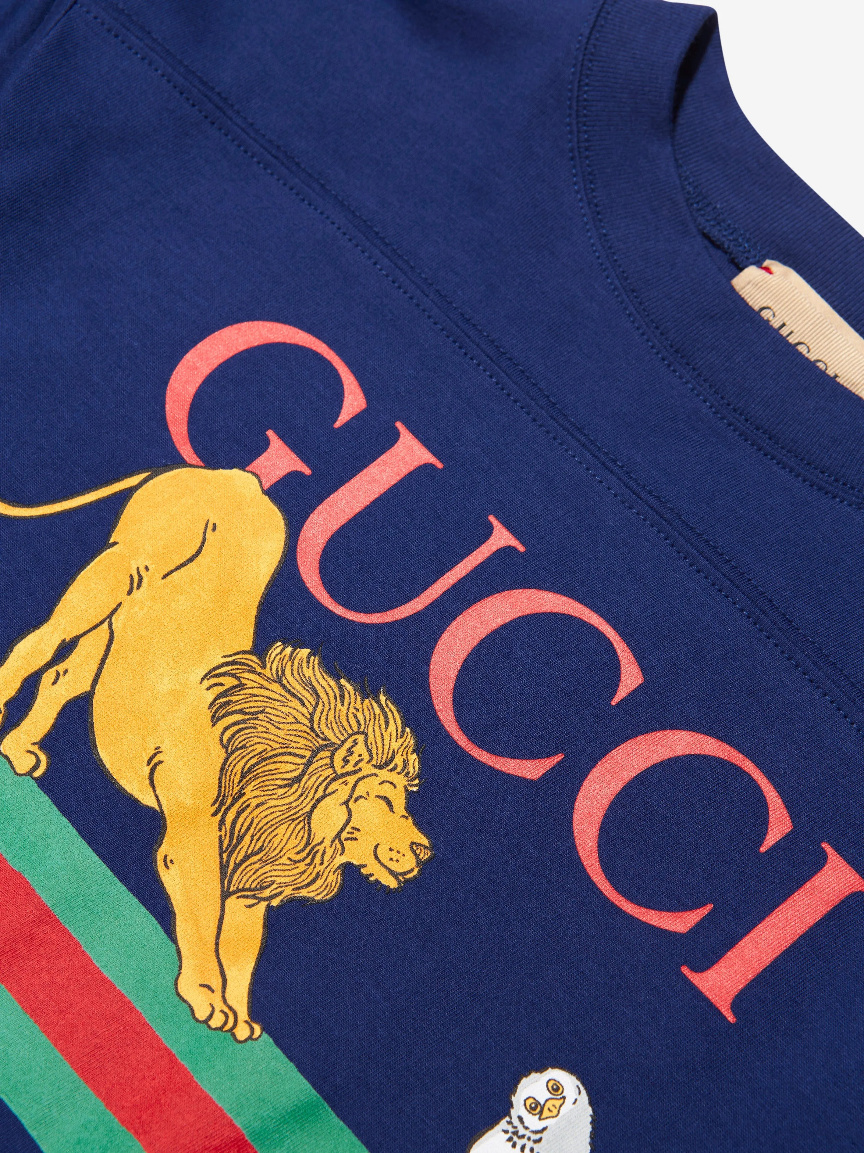 Gucci Boys Lion Logo T-Shirt in Navy
