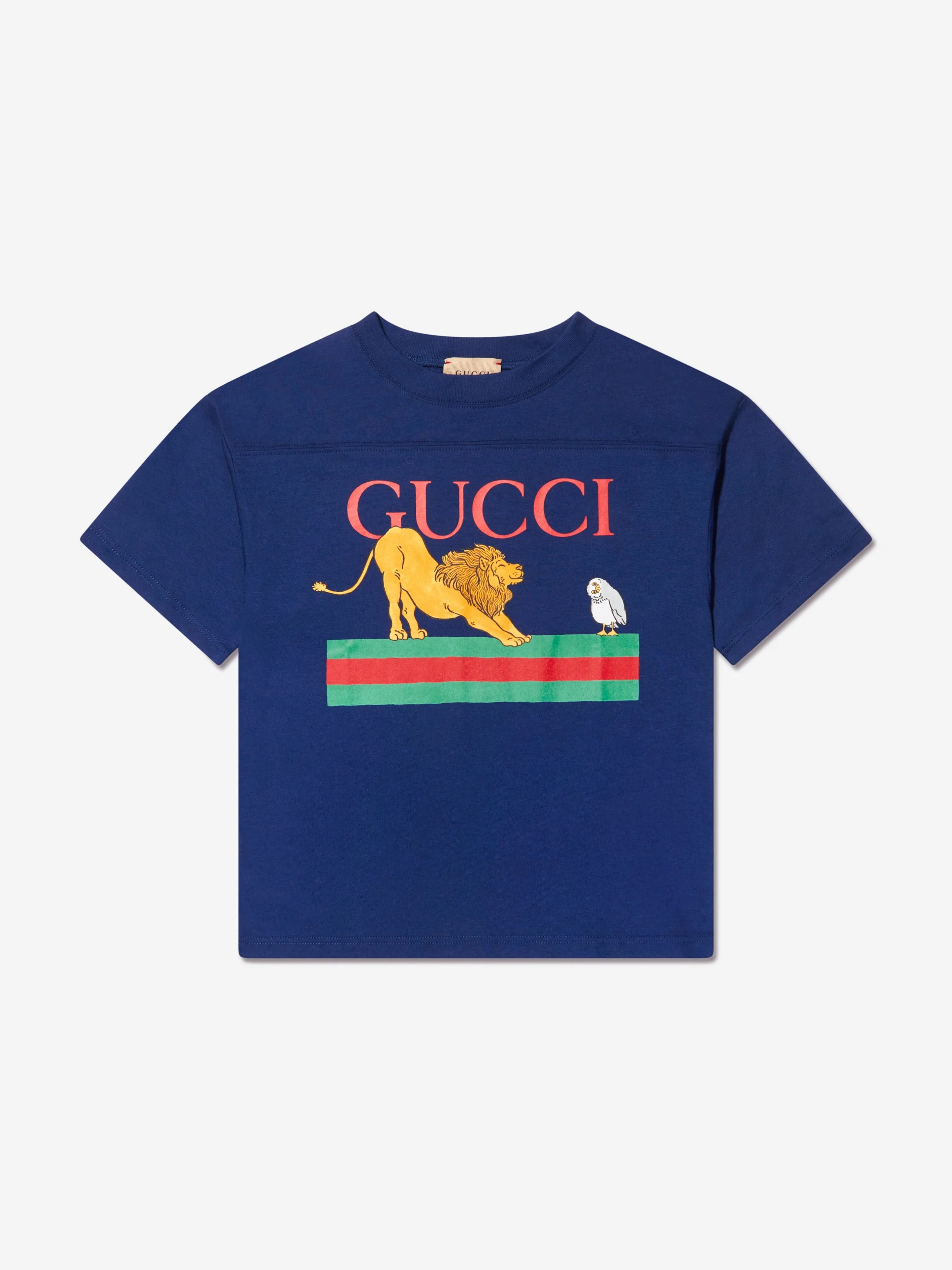 Gucci Boys Lion Logo T-Shirt in Navy