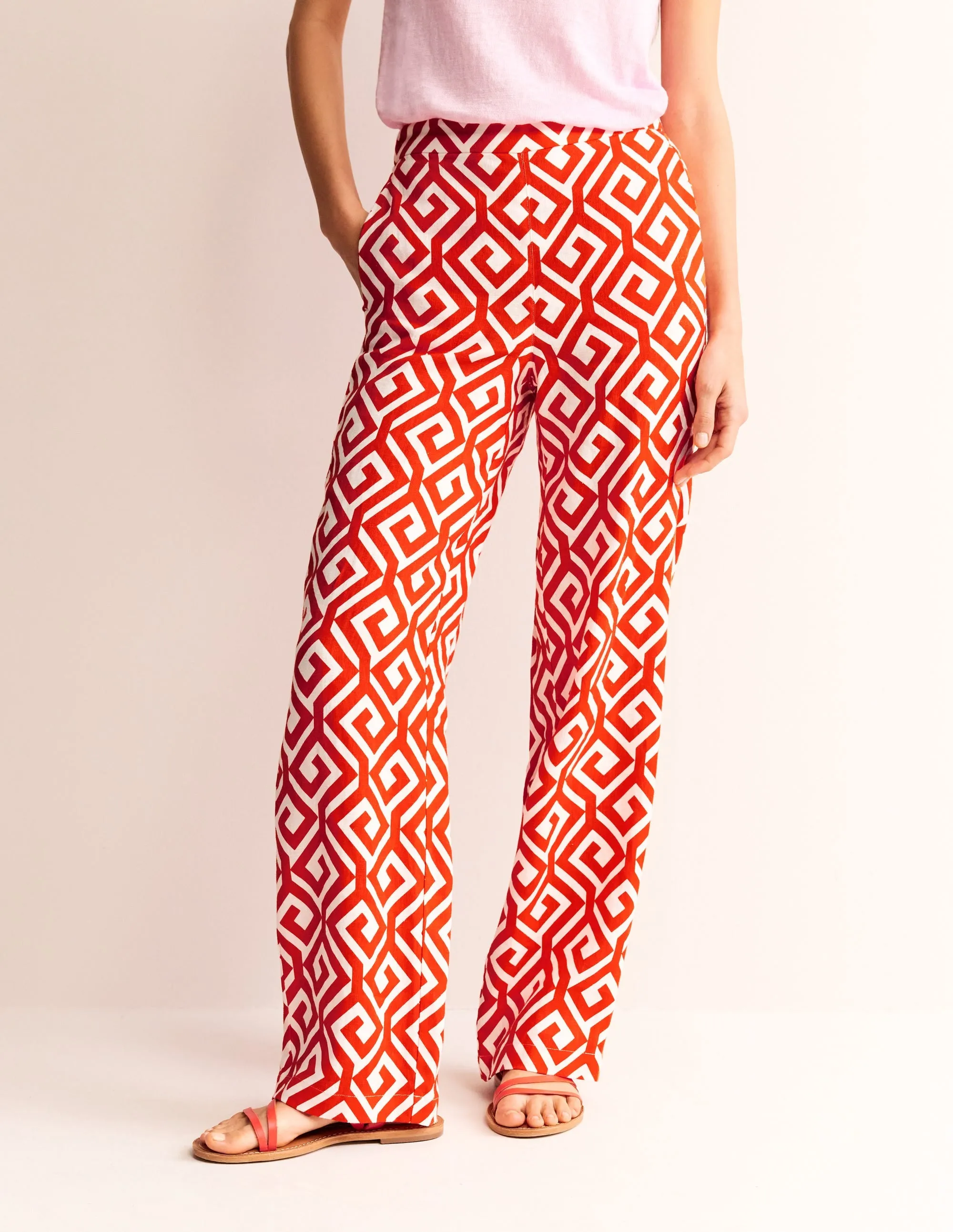 Hampstead Linen Trousers-Flame Scarlet, Maze