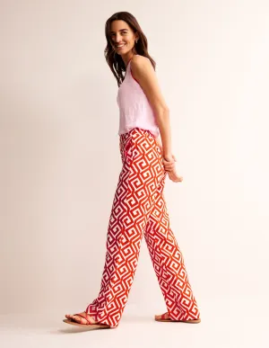 Hampstead Linen Trousers-Flame Scarlet, Maze