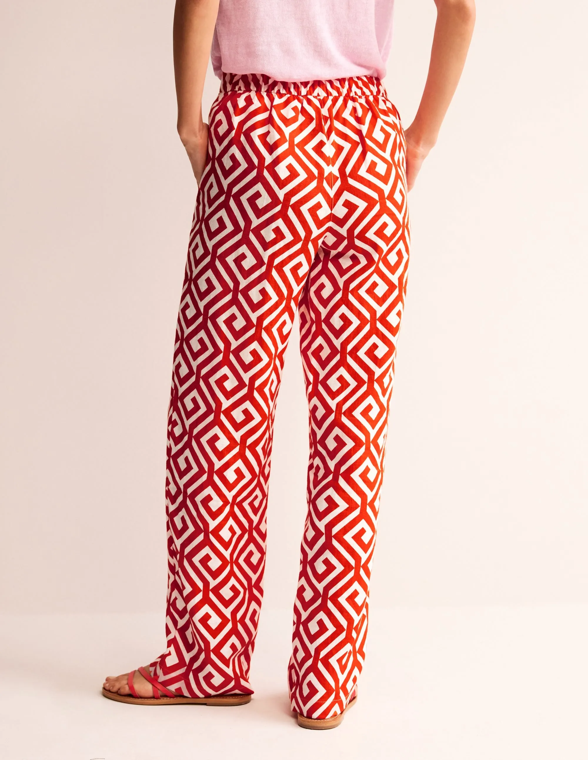 Hampstead Linen Trousers-Flame Scarlet, Maze