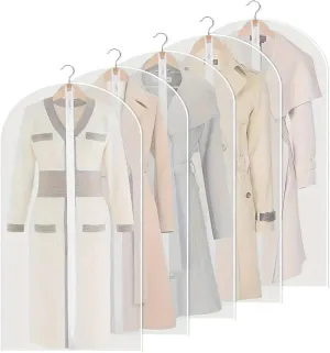 Hanging Garment Bag 5Pcs Polyester Garment Dust Cover with Zipper Closure Long Hanging Clothes Bag for Coats Jackets & Wardrobe Organization(5Pcs 60x80cm)
