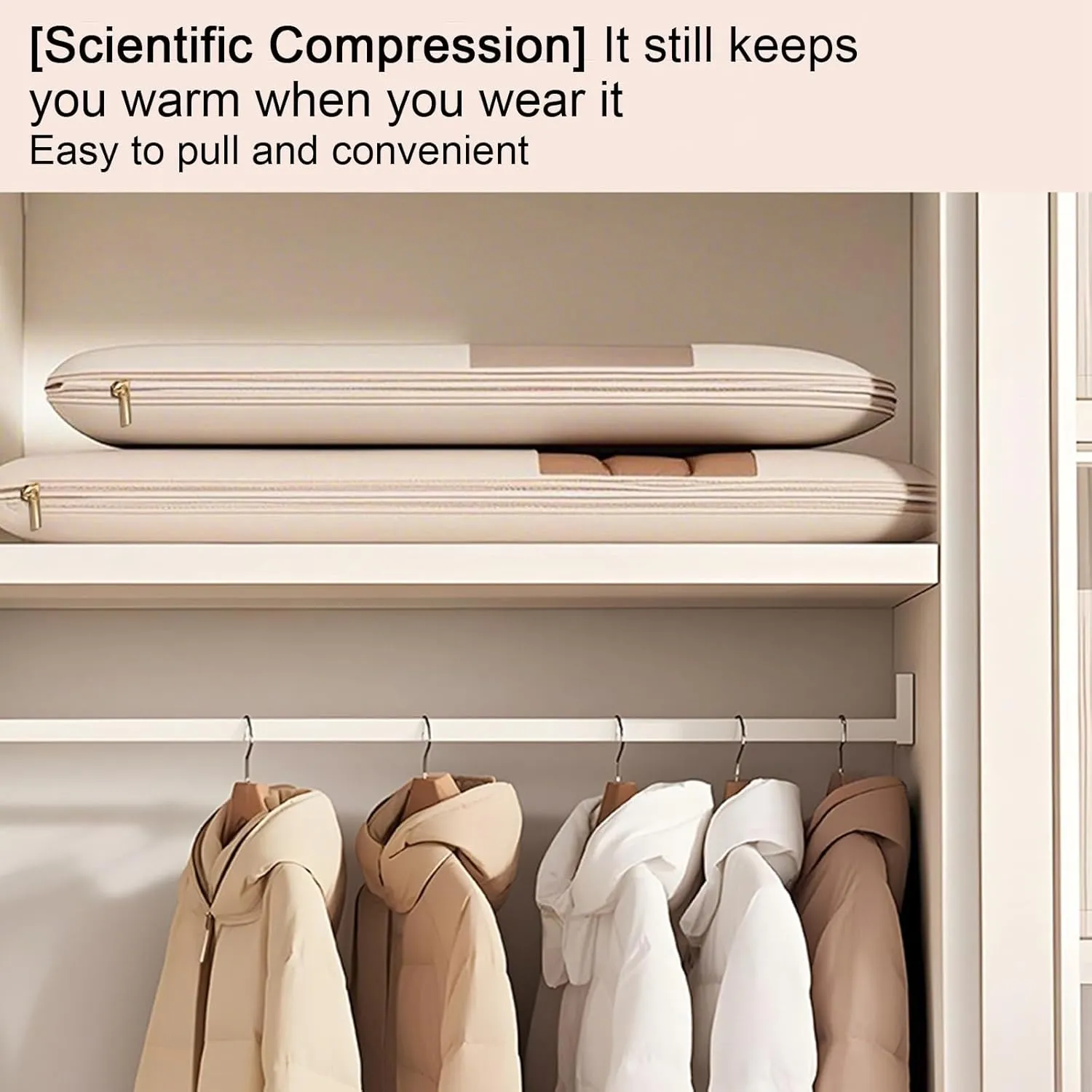 Hanging Garment Bag, Garments Covers, Comes with a Large See-through Window and Compression Side Zippers to Save Wardrobe Space(Beige,58x90x15cm x35x6in)