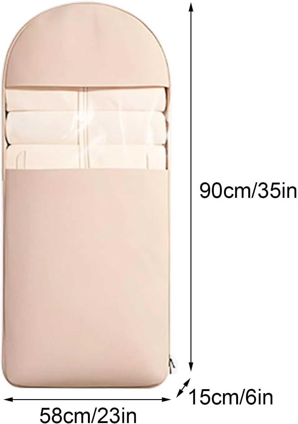Hanging Garment Bag, Garments Covers, Comes with a Large See-through Window and Compression Side Zippers to Save Wardrobe Space(Beige,58x90x15cm x35x6in)