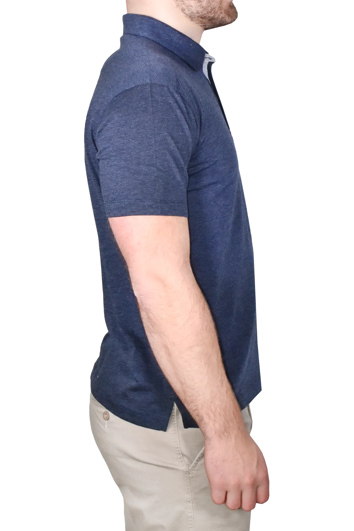 Heather Slub Jersey Polo, Navy