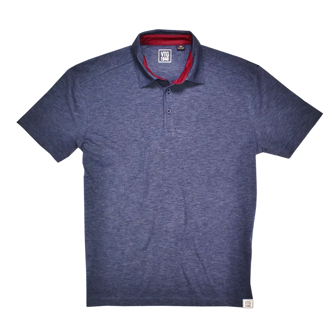 Heather Slub Jersey Polo, Navy