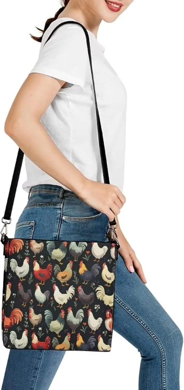Hobo Bags for Women Top Handle Folk Art Birds Floral Bucket Satchel Shoulder Purse PU Leather with Shoulder Strap