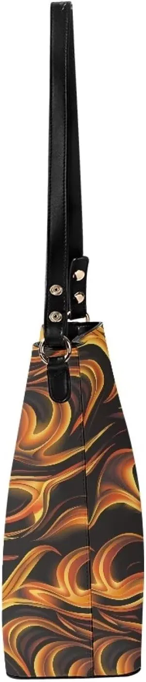 Hobo Bags for Women Top Handle Folk Art Birds Floral Bucket Satchel Shoulder Purse PU Leather with Shoulder Strap