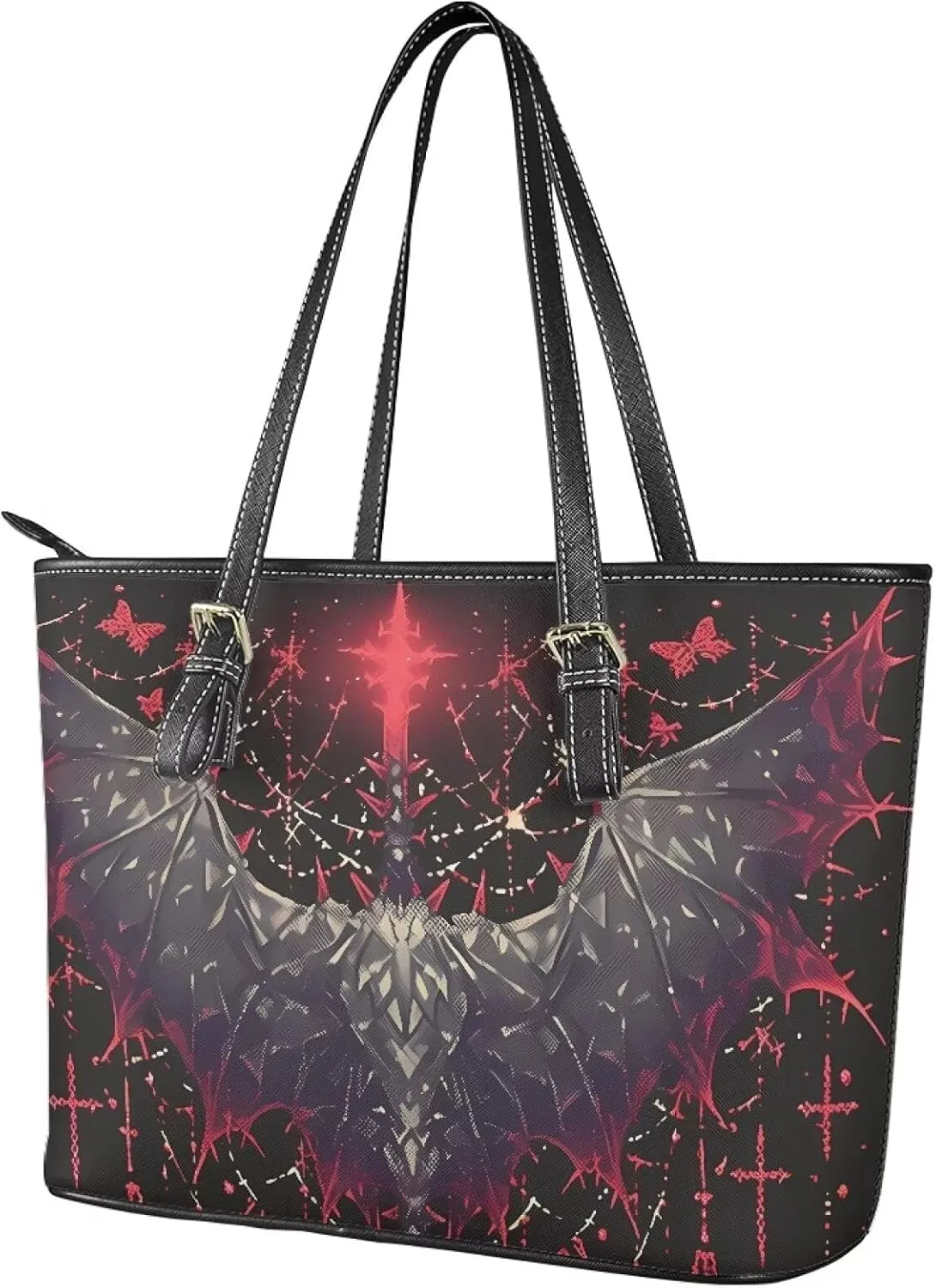 Hobo Tote Bag Purse for Women Boho Ethnic Cats Work Handbags with Zipper, Cow Spots Large Capacity Handle Totes