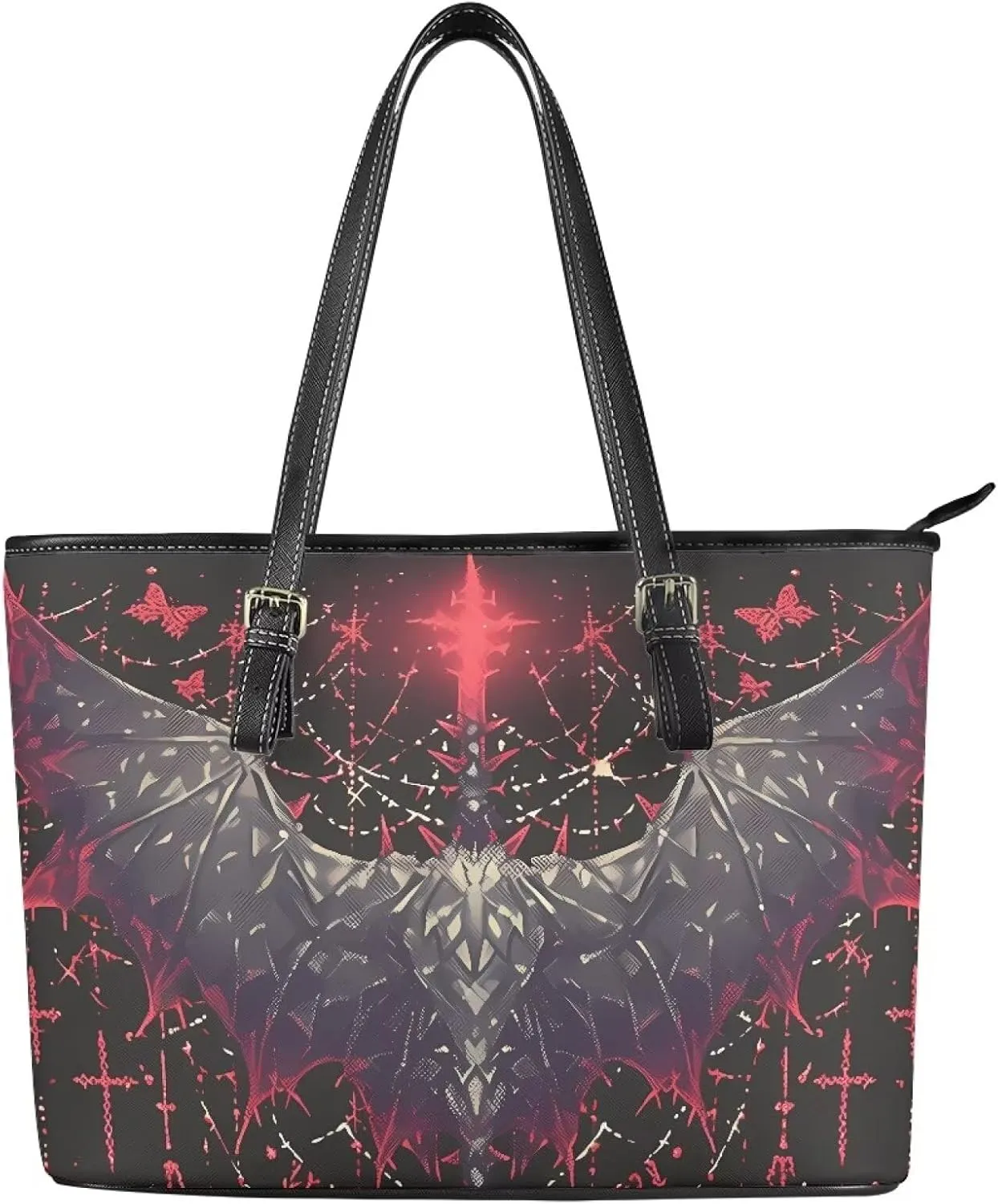Hobo Tote Bag Purse for Women Boho Ethnic Cats Work Handbags with Zipper, Cow Spots Large Capacity Handle Totes
