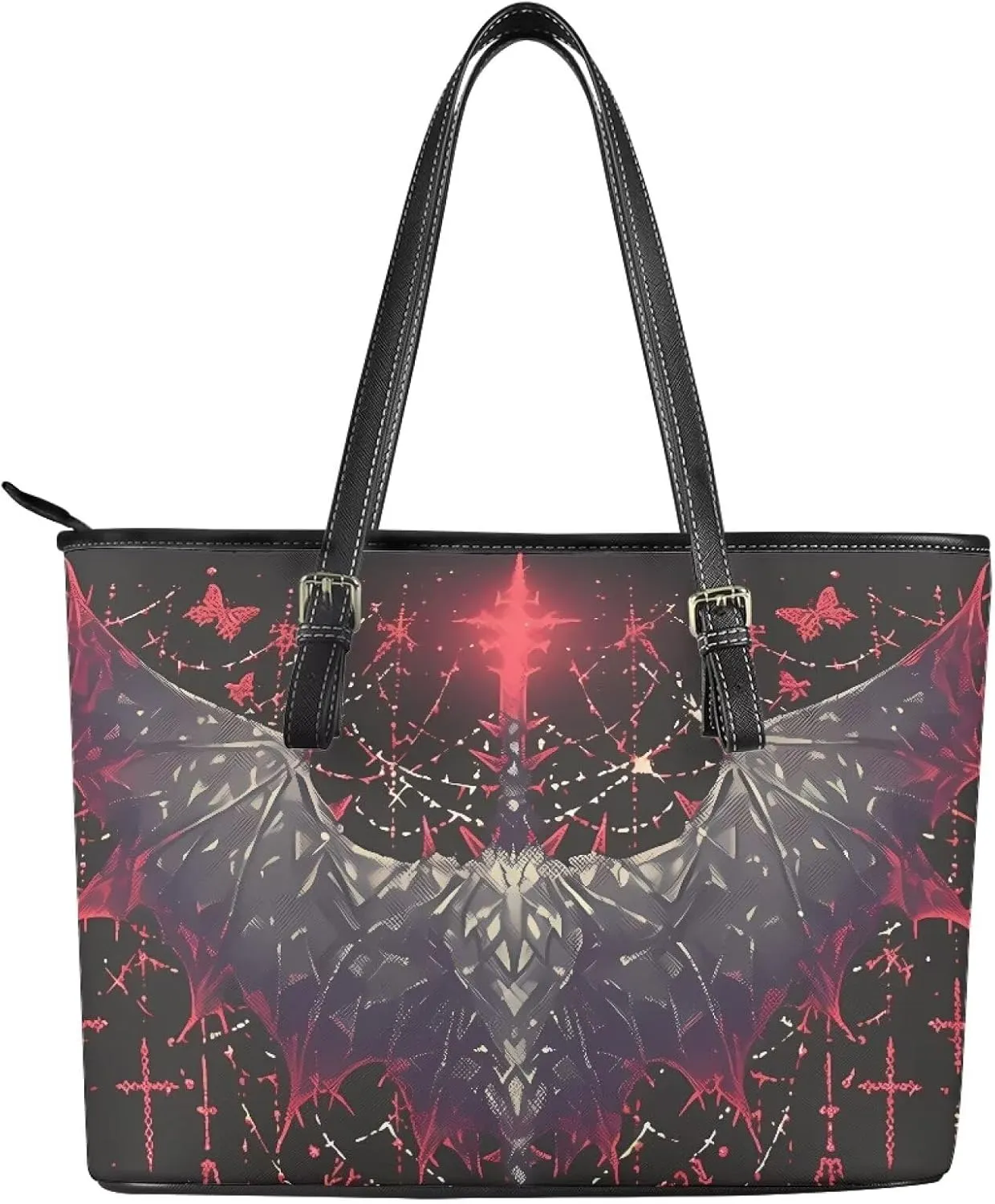 Hobo Tote Bag Purse for Women Boho Ethnic Cats Work Handbags with Zipper, Cow Spots Large Capacity Handle Totes