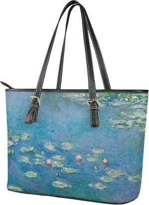 Hobo Tote Bag Purse for Women Van Gogh Art Work Handbags with Zipper, Monet Artwork Top Handle Totes Weekender Bag