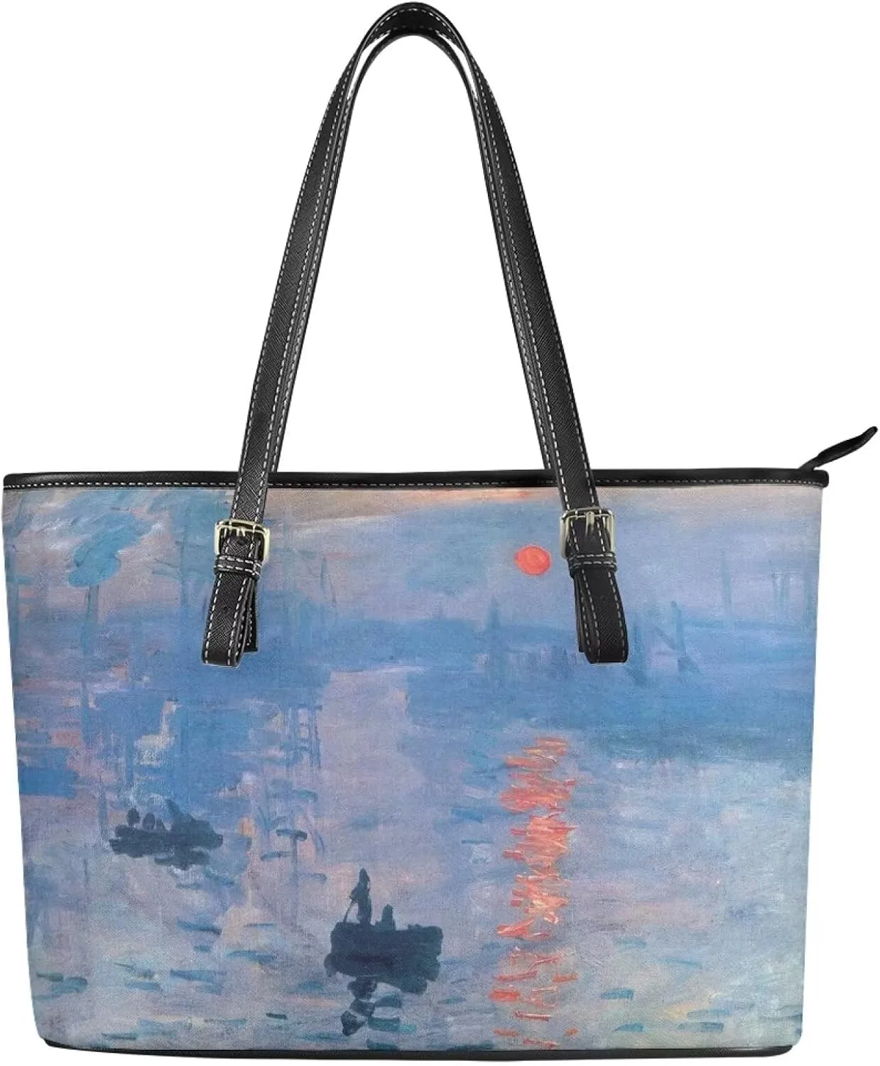 Hobo Tote Bag Purse for Women Van Gogh Art Work Handbags with Zipper, Monet Artwork Top Handle Totes Weekender Bag