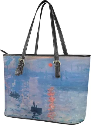 Hobo Tote Bag Purse for Women Van Gogh Art Work Handbags with Zipper, Monet Artwork Top Handle Totes Weekender Bag
