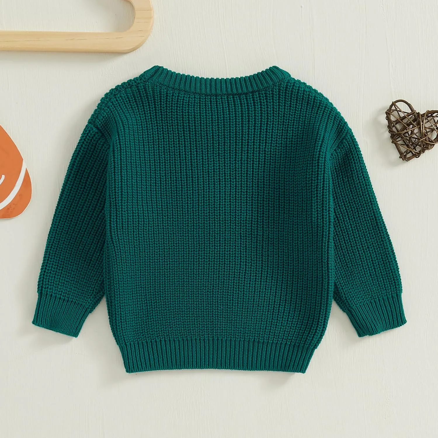 Honganda Newborn Baby Boy Girl Football Outfit Long Sleeve Cable Knit Letters Embroidered Sweater Pullover Knitwear Top