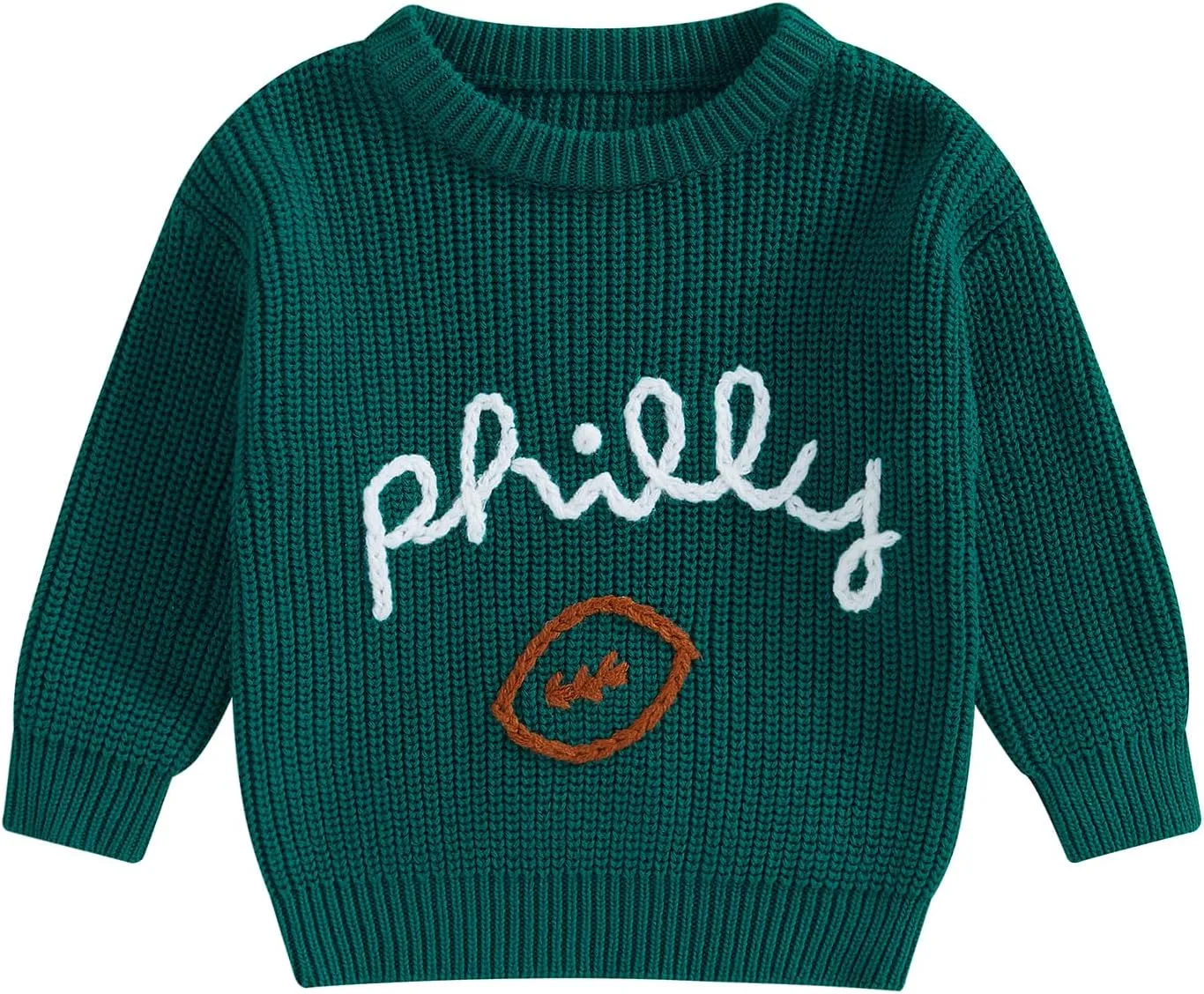 Honganda Newborn Baby Boy Girl Football Outfit Long Sleeve Cable Knit Letters Embroidered Sweater Pullover Knitwear Top